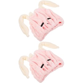 BIUDECO Toalla Cabello para 2piezas de Microfibra Ultra Absorbente Color Rosa Gorro para Secar Rápido y Uso Versátil Cuidado Diario