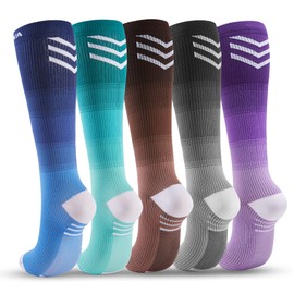 DOVAVA Women's Compression Stockings, 5 Pairs, 15-25 mmHg, Thrombosis Stockings for Nurses, Recovery, Medical Marathon, Style F