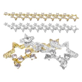 Vaguelly 30 pcs Star Shaped Decorative Nail Charms Metal Rhinestone Manicure Charms for Unique Nail Art for Parties Birthdays Events