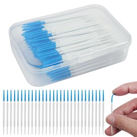 Dual-Use Interdentalbürsten Silikon Zahnseide Picks Zahnspaltbürsten Tragbare Zahnseide Sticks für Zahnspangen, Zähne und Mundhygiene (Blau/Weiß, Einheitsgröße)