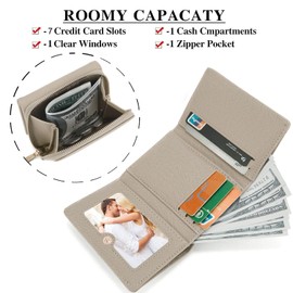 Anywn Ladies’ Small Purse, Ladies’ Small Wallet, Ladies’ Small Money Bag with Large Capacity, Elegant and Cute Ladies’ Wallet with Large Coin Compartment, khaki, Classic