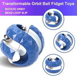 2 Pack Orbit Ball Toy, Bead Fidget Cube Puzzle Bead Ball Spinning Toy, Rotating Track Infinite Flip Change Puzzle Games Novelty Creative Stress Relieve Toys for Kids Children Adults