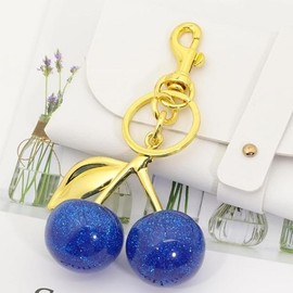 Cutest Cherry Keychain Fashion Cherry Bag Charm Bling Cherry Accessories for Women & Girl Gift, Stylish Accessories Gifts  for Birthday Christmas:_blue