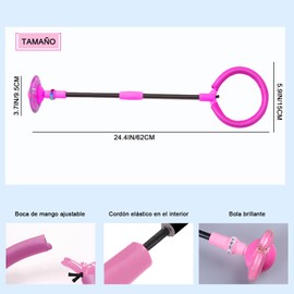 HIHALO Ankle Skip Ball, Bola de Saltar para niños,Skip it Ball,Juguete Plegable para Saltar la Cuerda para Fitness, Pelota giratoria con Purpurina Colorida (Rosa)