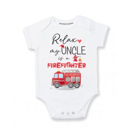 Relax my Uncle is a firefighter baby gifts for nephew niece fireman uncle baby clothes (6 months)