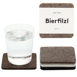 Graf Lantz - Bierfilzl Felt Coasters - Square - 100% Merino Wool - Moisture Wicking - Heat Resistant - Sustainable - Home Decor - Absorbs - Housewarming Gift - 6 Coaster Set - 4" x 4" x 5 mm - Earth