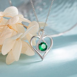 Silver Necklaces for Women 925 Sterling Silver Infinity Heart Love Diamond Pendant Neckalce Mother's Day Gift for Women friends, Sterling Silver, Cubic Zirconia