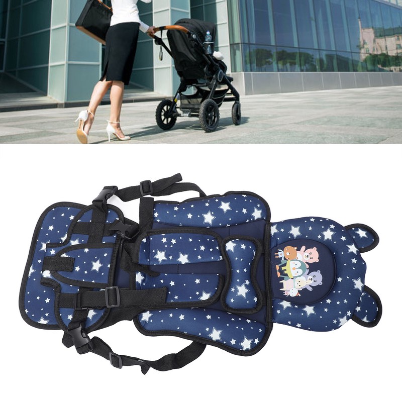 Toddler Car Seat Insert Bear Pattern Heighten Adjustable Fixing Straps