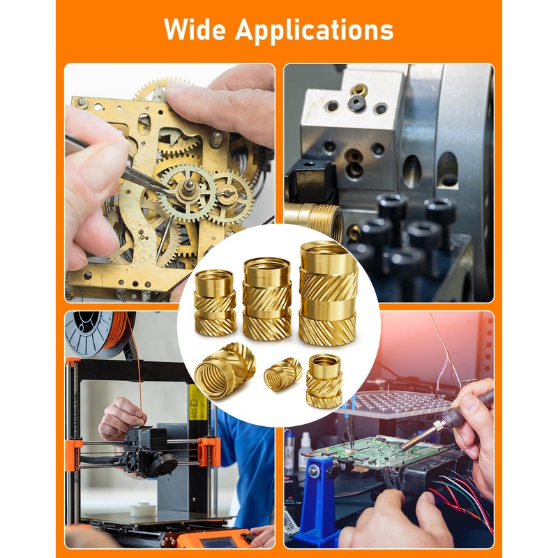 HOLMOL Threaded Insert Set of 150 Brass Melting Thread M4