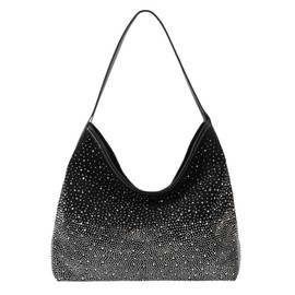 Aisi Tote Bags For Women Glitter Rhinestone +Suede Leather Handbags Large Capacity Hobo Shoulder Bag Shiny Shopping Bag Pouch