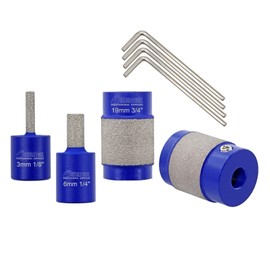 SHDIATOOL Diamond Glass Grinder Bits for Stained Glass Grinder Heads, Glass Grinding Disc, Stained Glass Tools for Glass Grinders (4 Pieces 3/6/19/25 mm)