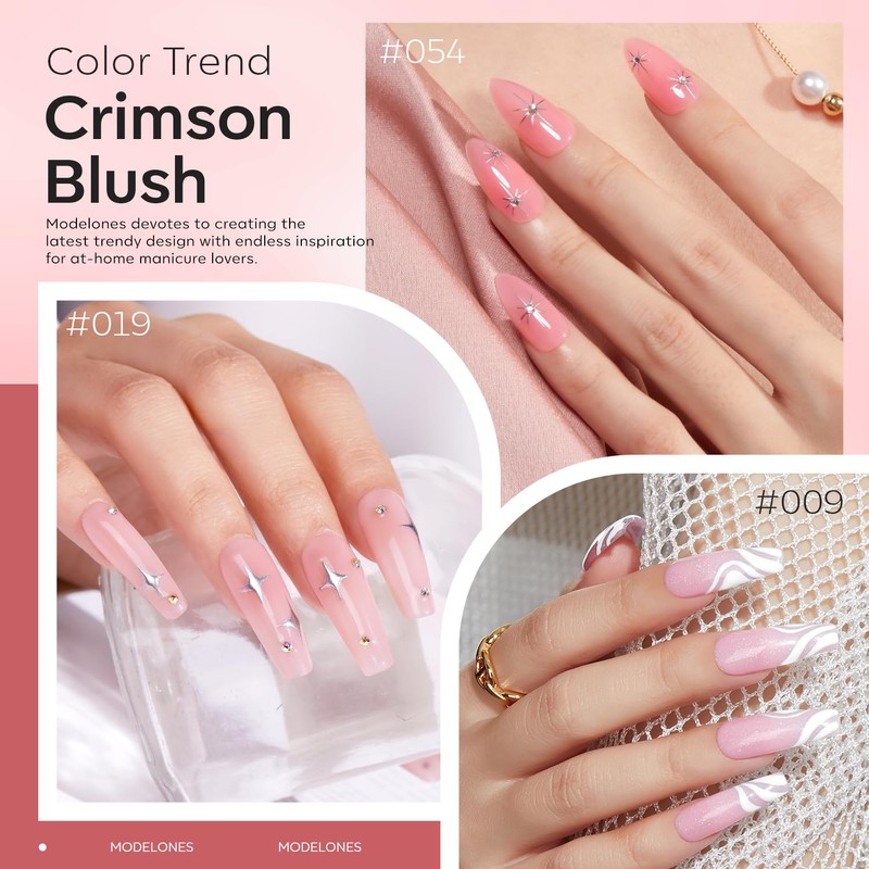 Modelones Builder Gel 6 Colors, 8-in-ONE Pink Clear Gel Builder