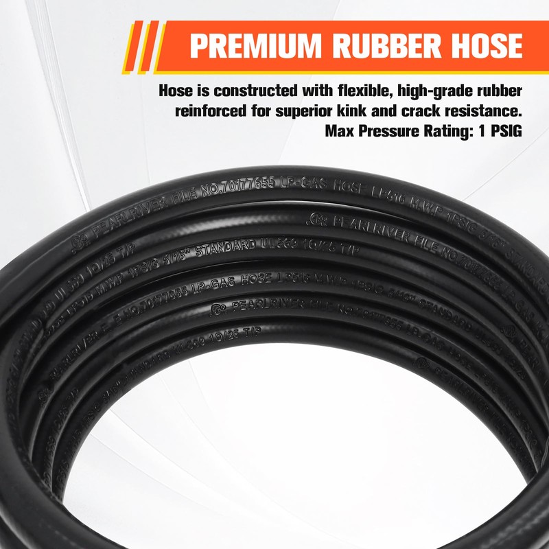 Wadoy 3/8" Propane Extension Hose 12FT, 3/8" Male & Female