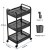YASONIC 3 Tier Rolling Cart – Metal Utility Storage Cart