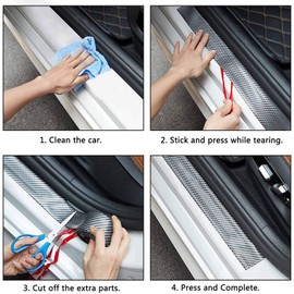 EOHMAK Automotive Door Entry Guard Car Door Sill Protector Anti-Collision Strip Rubber Waterproof Protection Strip for Most Car (3CM Width, Carbon, 1M Length)
