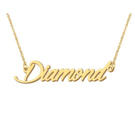 18k Gold Plated Diamond Name Necklace Initial Word Necklace Stainless Steel Jewelry for Birthday Graduation