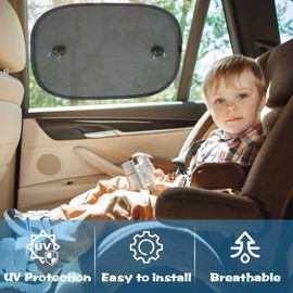 2Pcs Car Window Sun Shade, Suction Cups Cling Side Window Sunshade Cover with a Bag, 30 * 50cm UV Ray Heat Universal Blocking Sun Visor Protection for Vehicle Baby Children Kid Pet