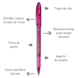 Pentel BK91CRT-P Bolígrafo RSVP, Punto Mediano Tinta Rosa