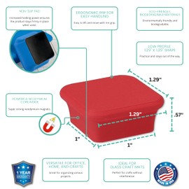 Glassboard Studio MiniBar Magnet - Strong Neodymium Rare Earth Magnets for Fridge, Whiteboard, Locker & Magnetic Glassboards - Ideal for Crafting & Office Use - Strong Fridge Magnets (Cherry Red, 2)