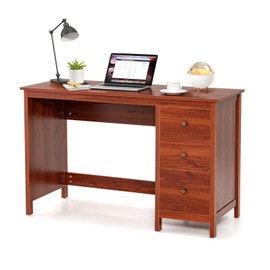 SILKYDRY Computer Desk with Drawers, 48’’ x 20’’ x 29.5’’ Home Office Computer Workstation, Modern Executive Desks, Teens Writing Study Table Laptop Desk for Bedroom, Study, Small Space (Brown)