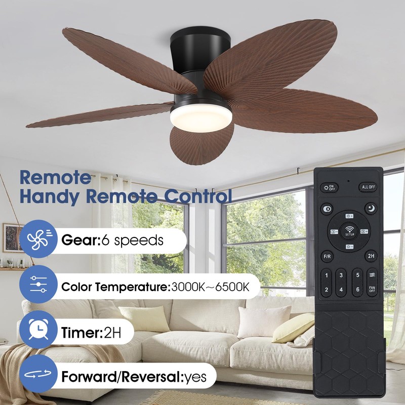 Surtime Palm Leaf Ceiling Fans with Lights-42 Tropical Ceiling Fan