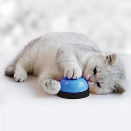 SLSON Pack of 2 Pet Training Bells for Dog Cats, Doorbells for Potty Communication and Cleanliness Training with Large Button and Cat Paw Pattern, White and Blue