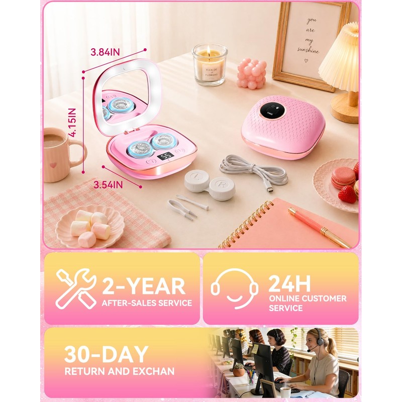 2026 Upgraded Ultrasonic Contact Lens Cleaner 52KHz【5.0 Ultra Powerful Motor】【Ultrasonic