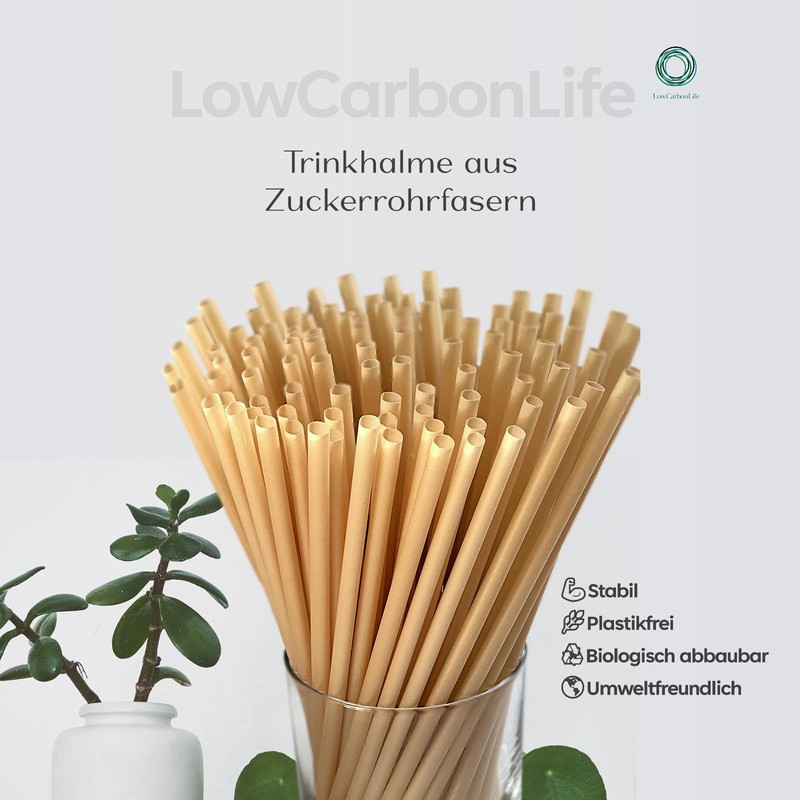 Pack of 20 Sugar Cane Straws - Plastic Free, Eco-Friendly,