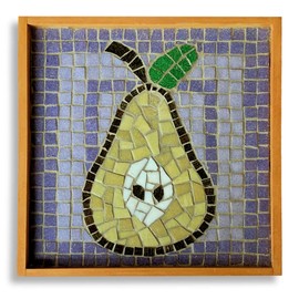 Make it Mosaics - Contemporary Glass Mosaic Kit with Leponitt Mosaic Tile Nipper ~ 8.5" x 8.5" - Modern Pear