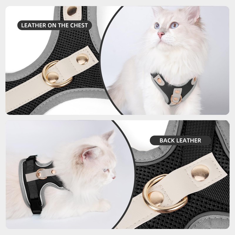Muecleao Escape Proof Cat Harness and Leash Set, Premium Microfiber