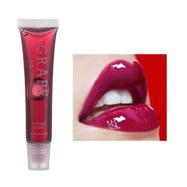 FantasyDay 6Pcs Hydrating Lip Gel,Fruit-Flavored Lip Gloss,Lip Oil Liquid Lipstick,Can Keep Your Lips Moisturized And Plumper For A Long Time Lip Care(Strawberry,Clear,Peach,Grape,Cherry,Orange)