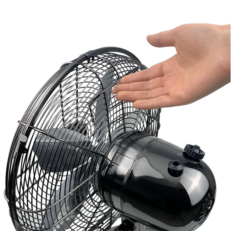 Good Housekeeping 92612 All-Metal 12" Retro Desk Office Table Fan