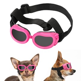 Lewondr Small Dog Sunglasses UV Protection Goggles Eye Wear Protection with Adjustable Strap Waterproof Pet Sunglasses for Dogs Pet Sun Glasses Dog Windproof Anti-Fog Glasses