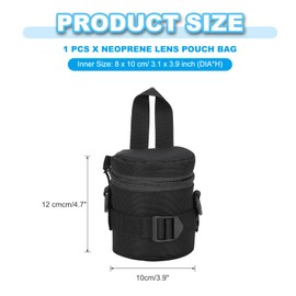 PATIKIL Lens Pouch Case, 3.1" ID x 3.9" H Shockproof Camera Lens Case Bag Thick Protective Neoprene Lens Protective Bag for Nikon DSLR Camera Lens, Black