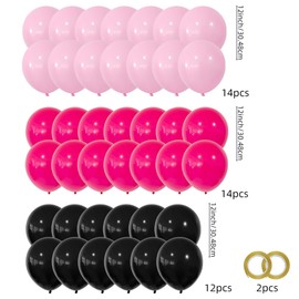 Rose Pink Black Confetti Balloons, 40pcs 12 Inch Party Balloons,Natural Latex Balloons for Men Women Girls Birthday, Wedding, Bridal Shower, Graduation, Casino Theme Party Decorations