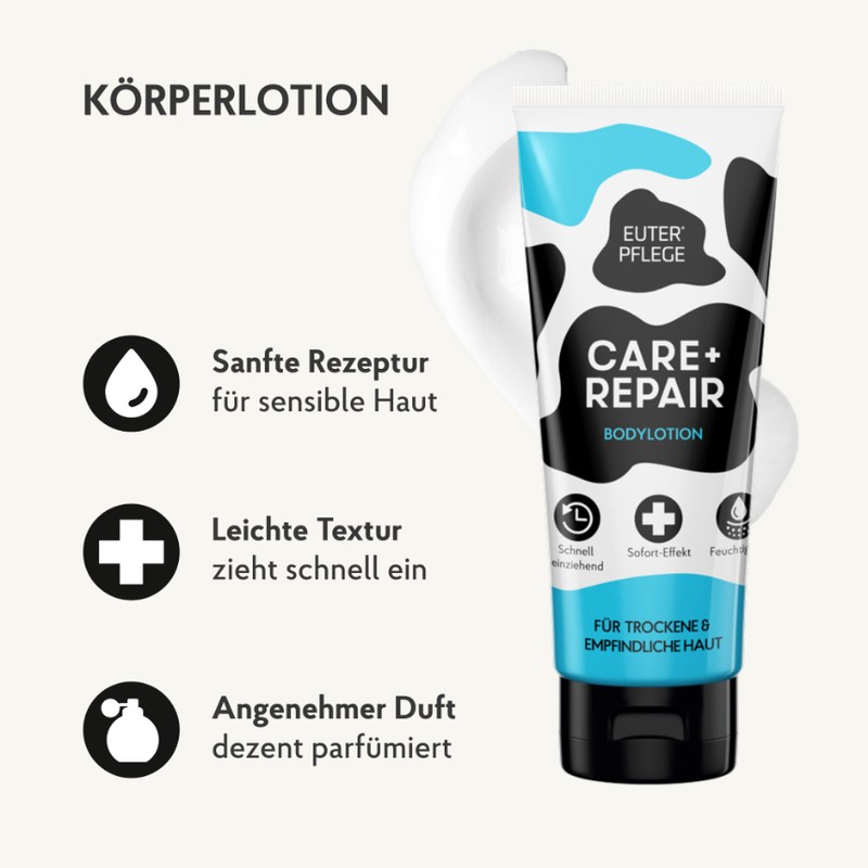 EUTERPFLEGE Körperlotion, 2x 200ml, intensive Pflege für trockene Haut, Feuchtigkeitscreme