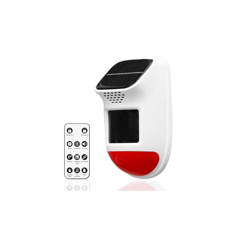 Solar Motion Sensor Alarm - 120dB IP65 Waterproof Security Siren