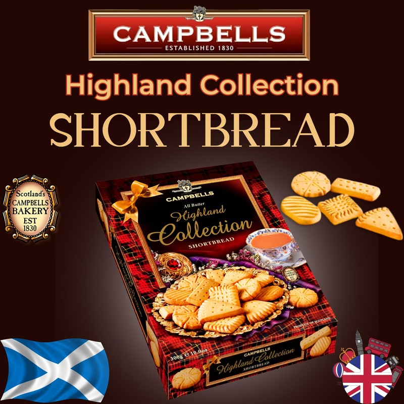 Campbells Shortbread All-Butter Highland Collection Cookies Assortment 10.58 Oz (Pack