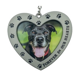 Pet Memorial Picture Frame Ornament Forever in Our Hearts Heart Shaped Photo Pet Sympathy Gift Memory Keepsake for The Loss of a Pet