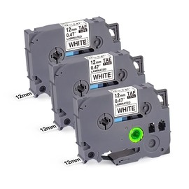 Tze Tape 12mm 0.47 Laminated White Compatible for Brother P Touch Tze-231 Tze, TZe 231 Tape 12mm 0.47 Laminated White Laminated Black on White 26.2ft. for Brother PT-D400 PT-D210 PT-D200 PT-D600