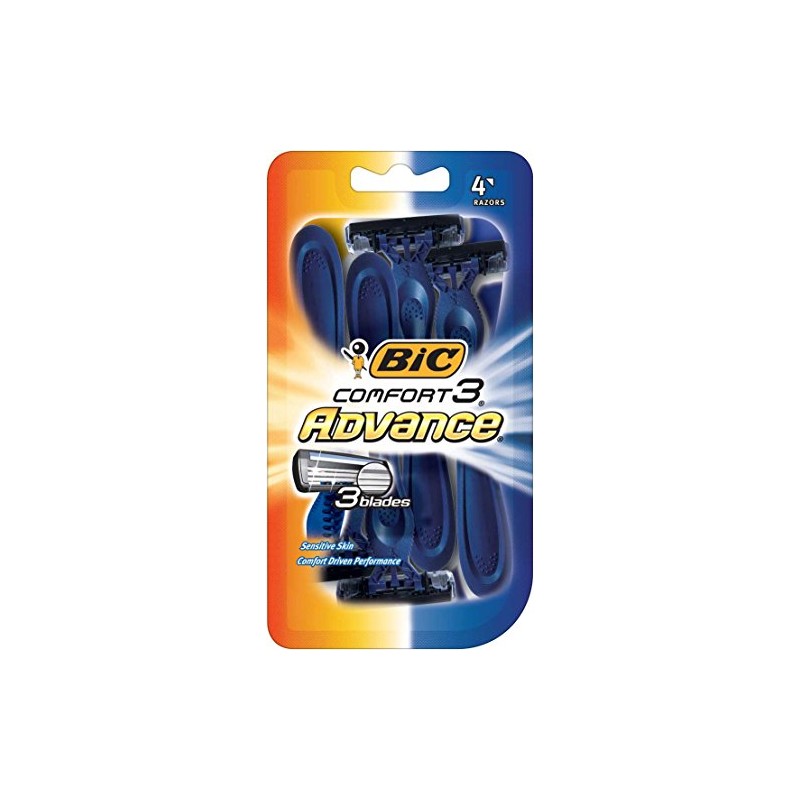 BIC Comfort 3 Advance Disposable Razor for Men, 4 Count