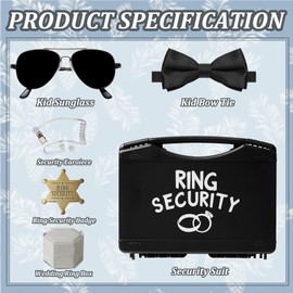 Ring Bearer Security Wedding Gifts Box Set, Include 1Pcs Sunglasses, 1PCS Acoustic Earpiece Tube, 1PCS Ring Security Badge, 1PCS Wedding Ring Box, 1PCS Bow Tie for Kids