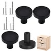 4PCS Black Drawer Knobs Matte Round Flat Black Cupboard Knobs