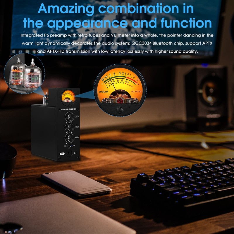 HiFi Bluetooth Vacuum Tube Preamp Stereo Audio Amplifier Headphone Amp