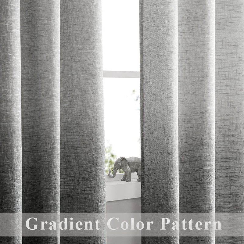 Central Park Ombre Rayon Blend Heavy Linen Texture Window Curtain