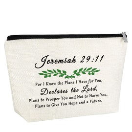 Bible Verse Makeup Bag for Teen Girl Women Blessing Gifts Christian Gift for Mom Grandma Aunt Female Cosmetic Bag Affirmations Gifts for Her Baptismal Gift Travel Pouch