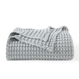 Royal Tradition Cozy Viscose from Viscose from Bamboo-Cotton Blend Waffle Blanket (Full/Queen Size 92x96, Grey) Lightweight and Breathable for Year Round Use