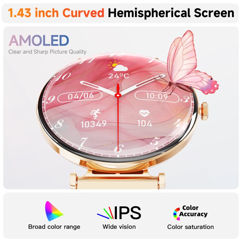 1.43''Amoled Screen Smart Watch,IP68 Waterproof Sport Smartwatch For Android iOS