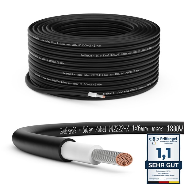 RedStar24 Premium Solar Cable 6 mm² Black - 5 m