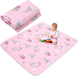 Funtery 43 x 43 Inch Boho Rainbow Baby Play Mat Portable Crawling Washable Foldable Tummy Time Non Slip Baby Floor Large Playpen Mat for Infants Toddlers Floor Playpen Activity(Pink Unicorn)